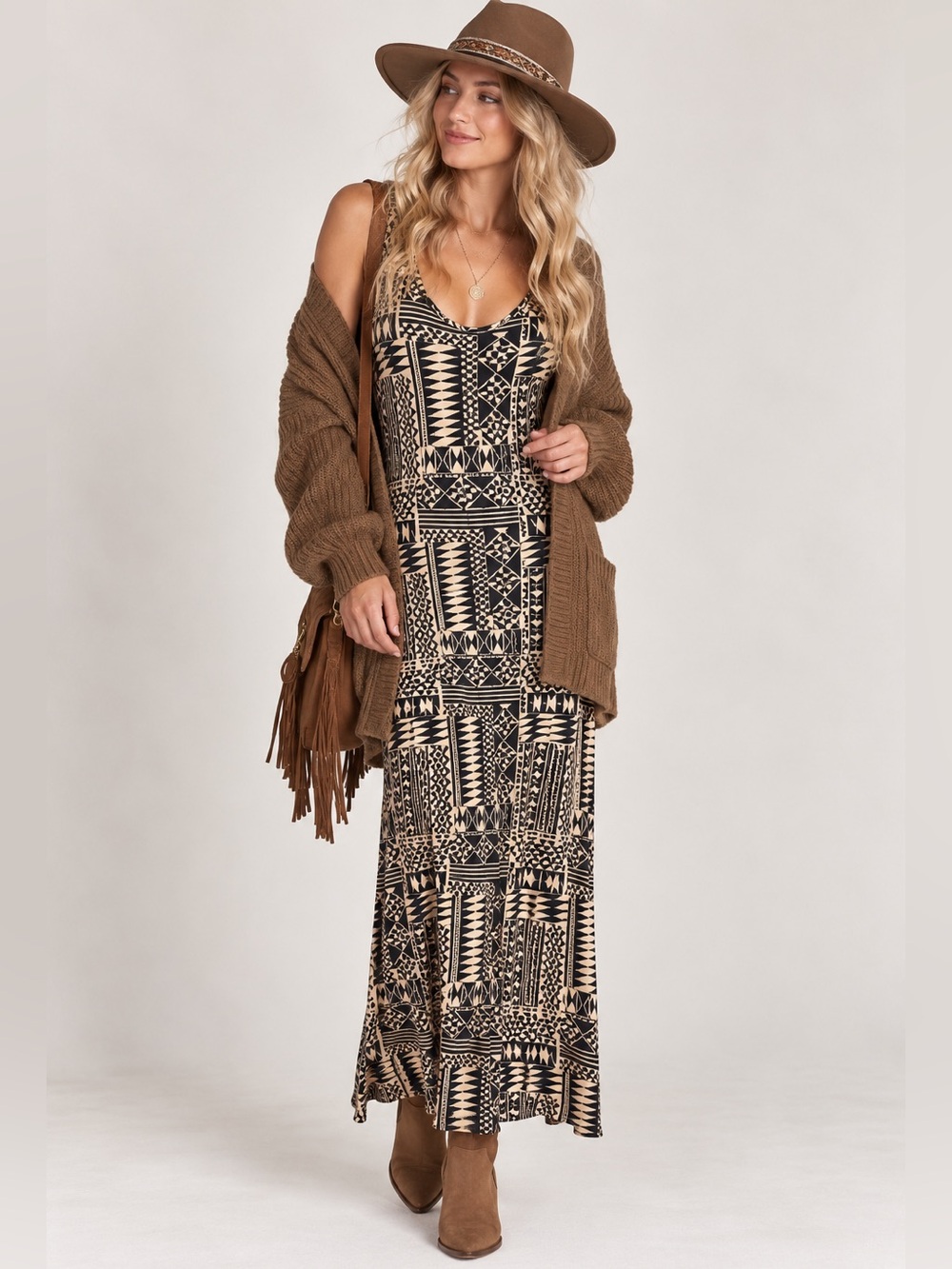 Urban outfitters Staring at stars geometric print maxi dress, stretchy, Large